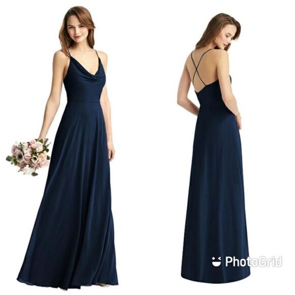 Thread Women's Midnight Navy Cowl Neck Criss Croas Back Maxi Dress Size 12 TH015 - Picture 1 of 2
